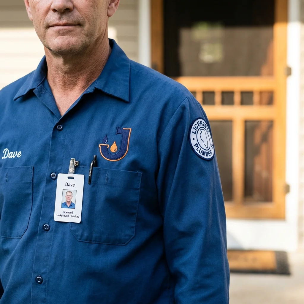 Licensed plumber showing ID badge in Chesapeake Beach, MD